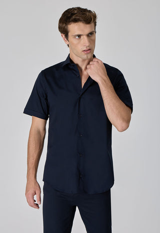 Camicia Maniche Corte in Cotone Popeline