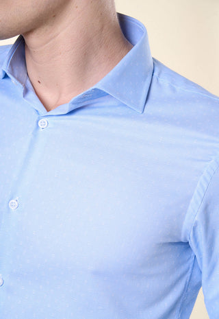 Camicia Slim Fit in Micro-Texture|Colore:Celeste 1