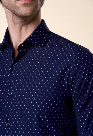 Camicia Slim Fit in Micro-Texture|Colore:Blu