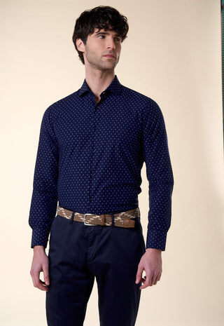 Camicia Slim Fit in Micro-Texture|Colore:Blu