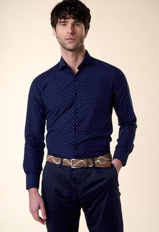 Camicia Slim Fit in Micro-Texture|Colore:Blu