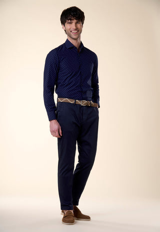 Camicia Slim Fit in Micro-Texture|Colore:Blu