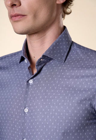 Camicia Slim Fit in Micro-Texture|Colore:Azzurro