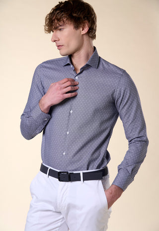 Camicia Slim Fit in Micro-Texture|Colore:Azzurro