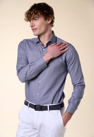 Camicia Slim Fit in Micro-Texture|Colore:Azzurro