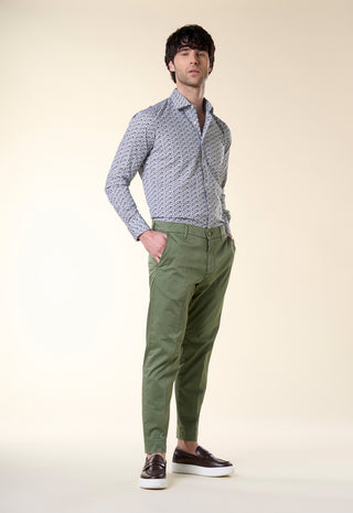 Camicia Slim Fit Stampa Floreale|Colore:Verde