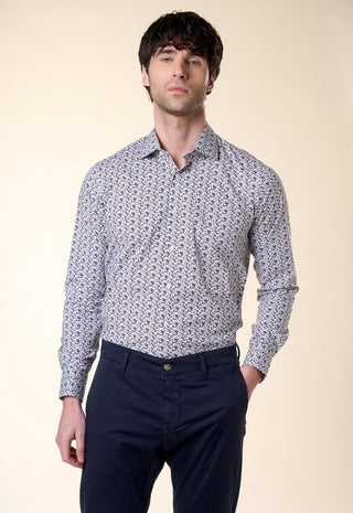 Camicia Slim Fit Stampa Floreale|Colore:Marrone