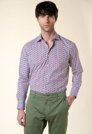 Camicia Slim Fit Stampa Floreale|Colore:Bordeaux