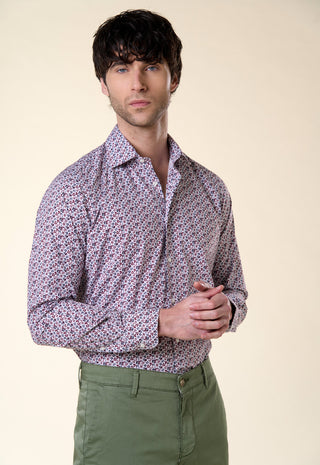 Camicia Slim Fit Stampa Floreale|Colore:Bordeaux