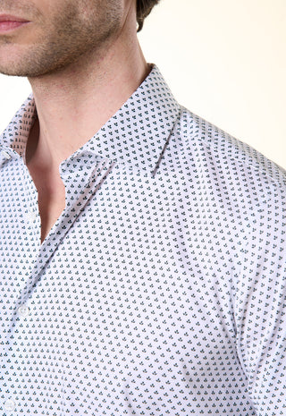 Camicia Ivy con Micro-Stampa Botanica|Colore:Verde