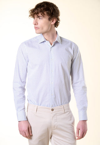 Camicia Ivy con Micro-Stampa Botanica|Colore:Celeste 1