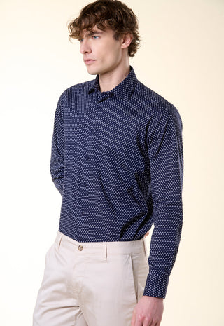 Camicia Ivy con Micro-Stampa Botanica|Colore:Blu