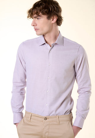 Camicia Regular Fit in Micro-Texture Jaspe|Colore:Coccio