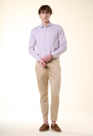 Camicia Regular Fit in Micro-Texture Jaspe|Colore:Coccio