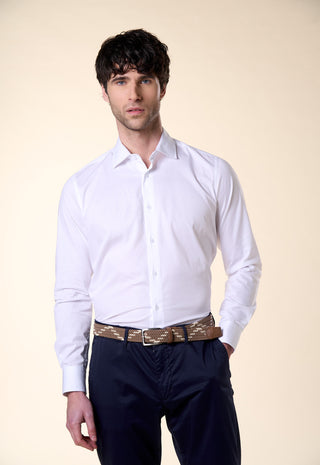 Camicia Slim Fit Tessuto Operato|Colore:Bianco 500
