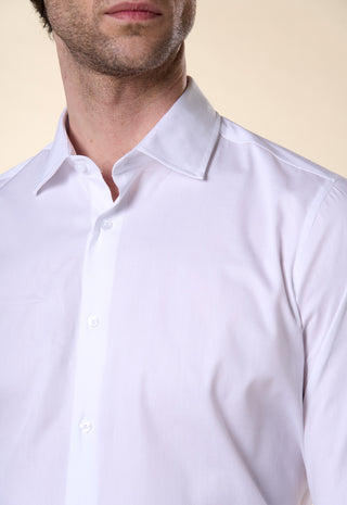 Camicia Regular Fit Cotone Operato Collo Classico|Colore:Bianco 500