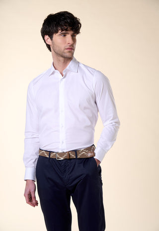 Camicia Regular Fit Cotone Operato Collo Classico|Colore:Bianco 500