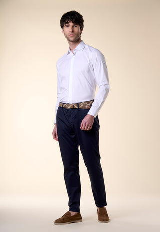 Camicia Regular Fit Cotone Operato Collo Classico|Colore:Bianco 500