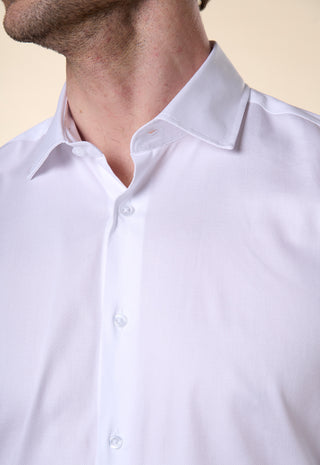 Camicia Regular Fit Cotone Operato Collo Classico|Colore:Bianco 400