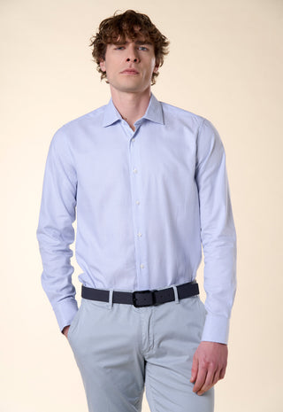Camicia Oxford Operato Slim Fit|Colore:Celeste 1