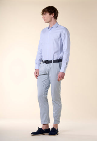 Camicia Oxford Operato Slim Fit|Colore:Celeste 1