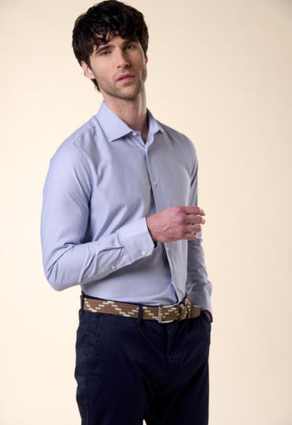 Camicia Oxford Operato Slim Fit|Colore:Blu