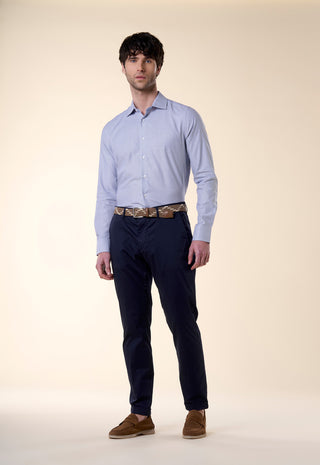 Camicia Oxford Operato Slim Fit|Colore:Blu
