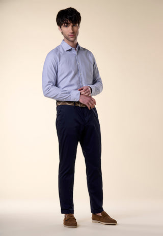 Camicia Oxford Slim fit a Micro-Righe|Colore:Blu