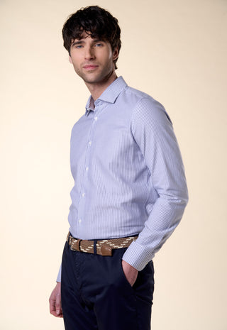 Camicia Oxford Regular Fit a Micro-Righe|Colore:Blu