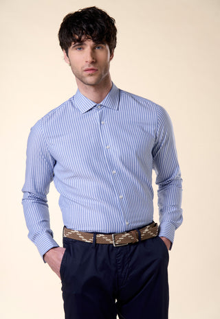 Camicia Oxford Slim fit a Righe|Colore:Azzurro
