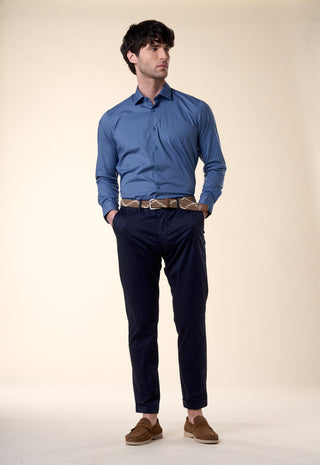 Camicia in Popeline Slim Fit|Colore:Azzurro