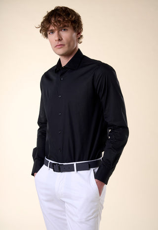 Camicia in Popeline Slim Fit|Colore:Nero