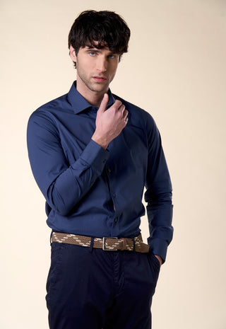 Camicia in Popeline Slim Fit|Colore:Lavagna