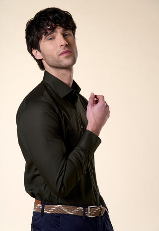 Camicia in Popeline Slim Fit|Colore:Verde