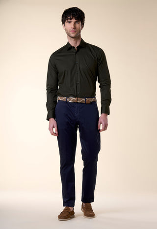 Camicia in Popeline Slim Fit|Colore:Verde