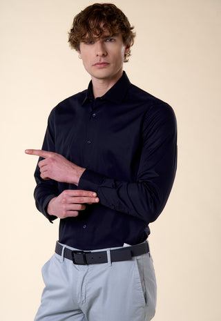 Camicia in Popeline Regular Fit|Colore:Blu scuro