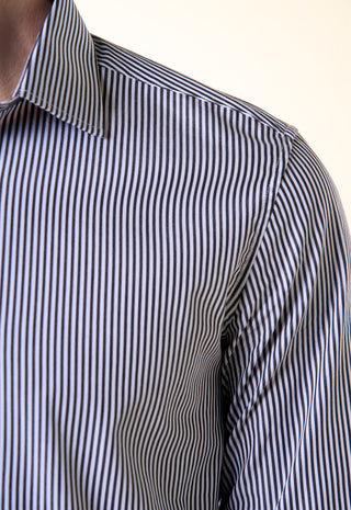 Camicia Slim Fit a Righe Bastoncino|Colore:Nero