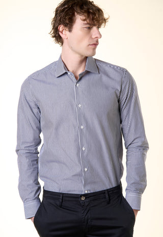 Camicia Slim Fit a Righe Bastoncino|Colore:Nero