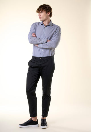 Camicia Slim Fit a Righe Bastoncino|Colore:Nero