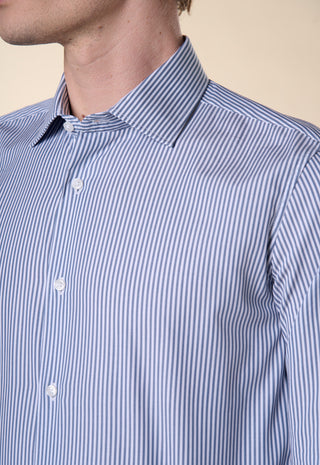 Camicia Slim Fit a Righe Bastoncino|Colore:Celeste 1