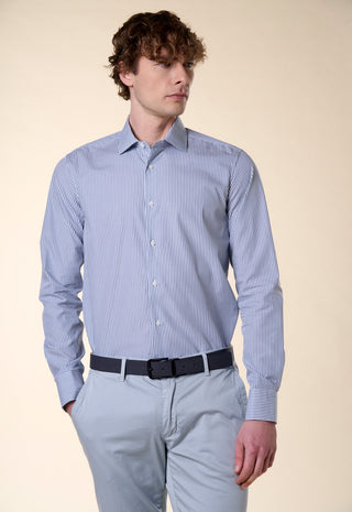 Camicia Slim Fit a Righe Bastoncino|Colore:Celeste 1