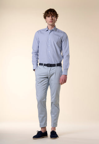 Camicia Slim Fit a Righe Bastoncino|Colore:Celeste 1