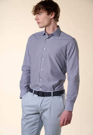 Camicia Regular Fit a Righe Bastoncino|Colore:Blu