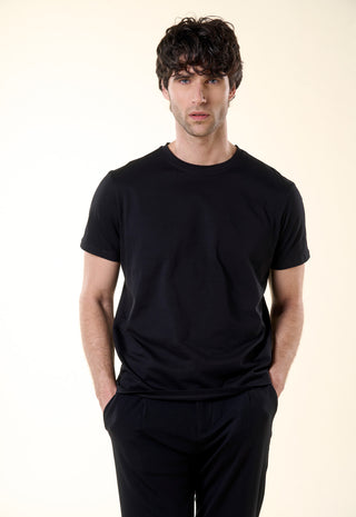 T-Shirt Girocollo Tinta Unita|Colore:Nero