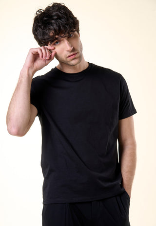 T-Shirt Girocollo Tinta Unita|Colore:Nero