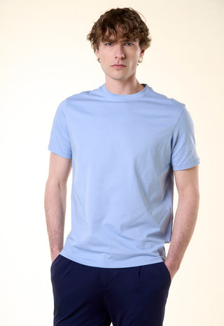 T-Shirt Girocollo Tinta Unita|Colore:Celeste 1