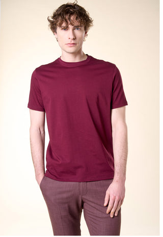 T-Shirt Girocollo Tinta Unita|Colore:Bordeaux