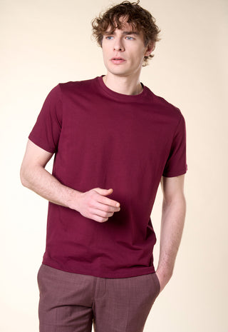 T-Shirt Girocollo Tinta Unita|Colore:Bordeaux