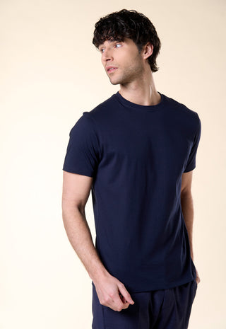 T-Shirt Girocollo Tinta Unita|Colore:Blu