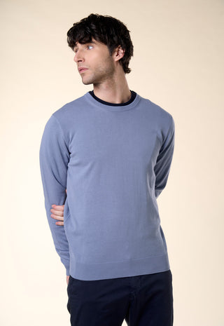 Maglia Uomo Girocollo Maniche Lunghe Bordi a Coste|Colore:Carta da zucchero